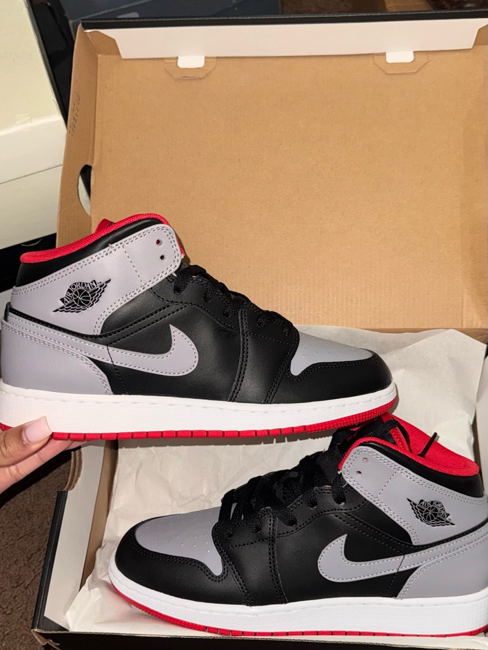 Jordan Men's Black, Gray and Red High-Top Sneakers